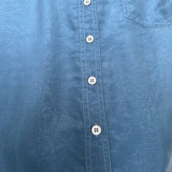 Free People 100% Silk Blue Button Up Top - Picture 7 of 13